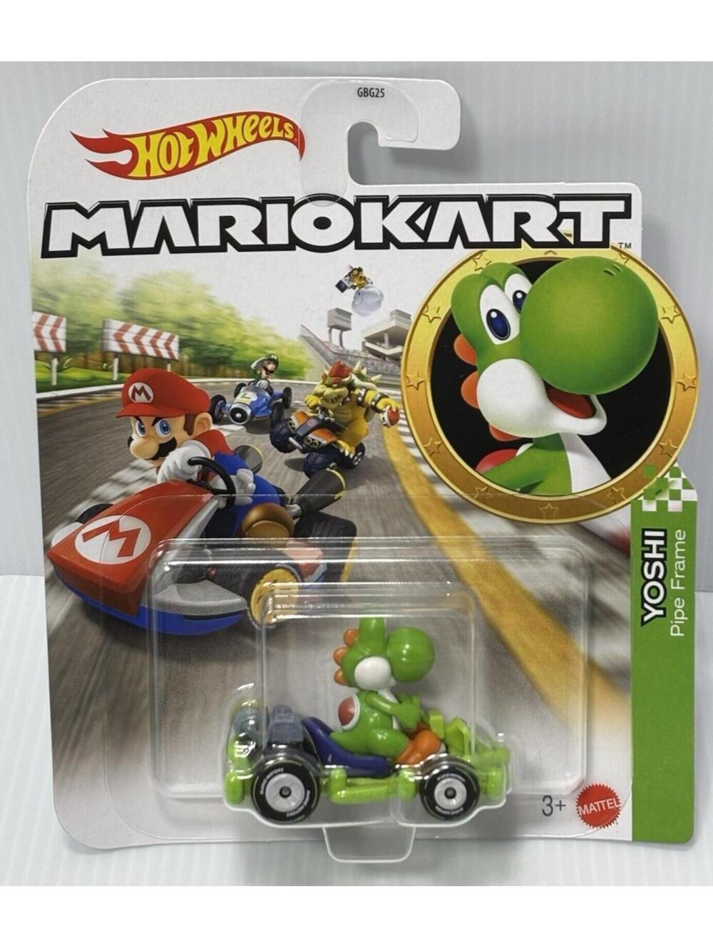 Hot Wheels Mario Kart Yoshi Pipe Frame 1:64 Diecast Car GBG25 NEW ON CARD